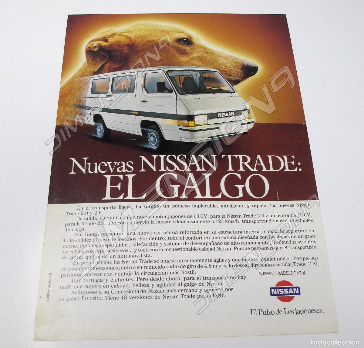 Coches y motocicletas: Recorte Publicidad de Prensa - Nissan Trade de 1987 - Mide 28 x 20,5 cm.