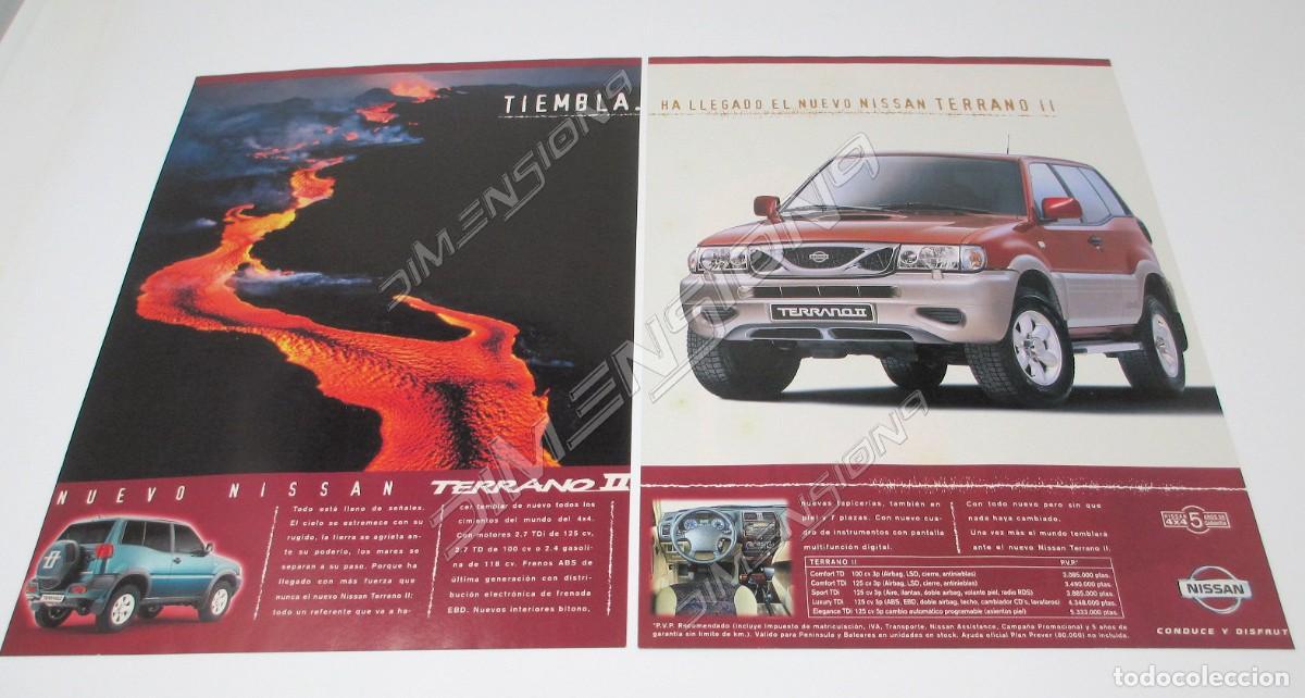 Coches y motocicletas: Recorte Publicidad de Prensa a DOBLE P&Aacute;GINA DE Nissan Terrano II de 1999 - Mide 43,5 x 29 cm.