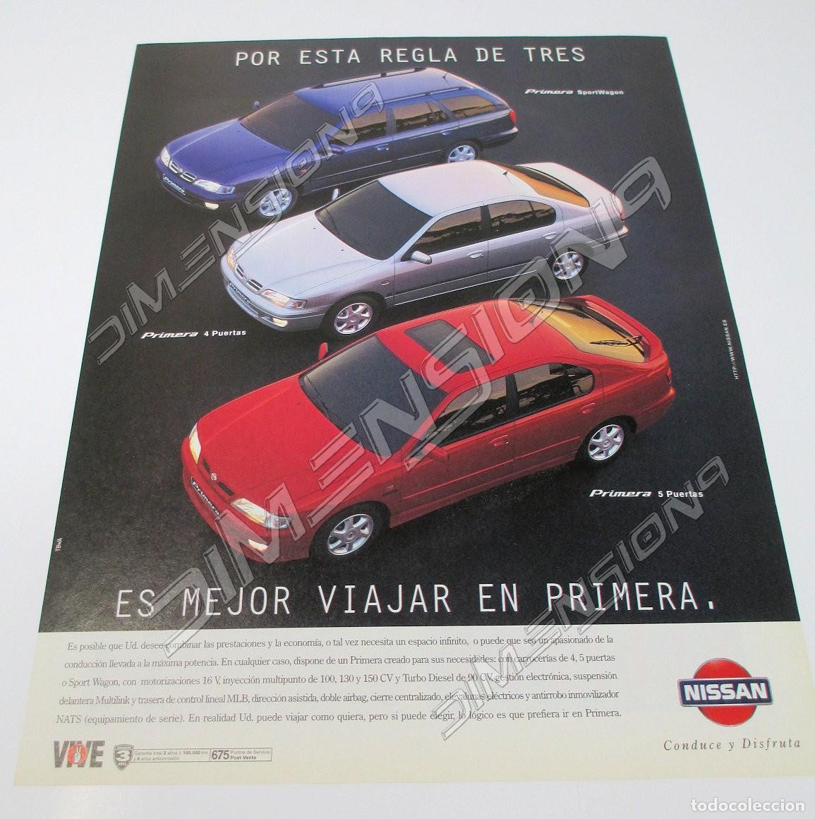 Coches y motocicletas: Recorte Publicidad de Prensa - Nissan Primera de 1999 - Mide 28,5 x 21,5 cm.