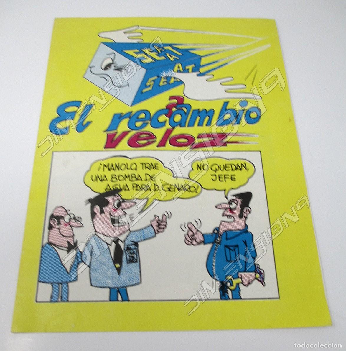 Coches y motocicletas: Publicidad original &rdquo;Seat el Recambio Veloz&rdquo; a&ntilde;os 60 - Con dibujos de C&oacute;mic de la &eacute;poca. 4 p&aacute;g.