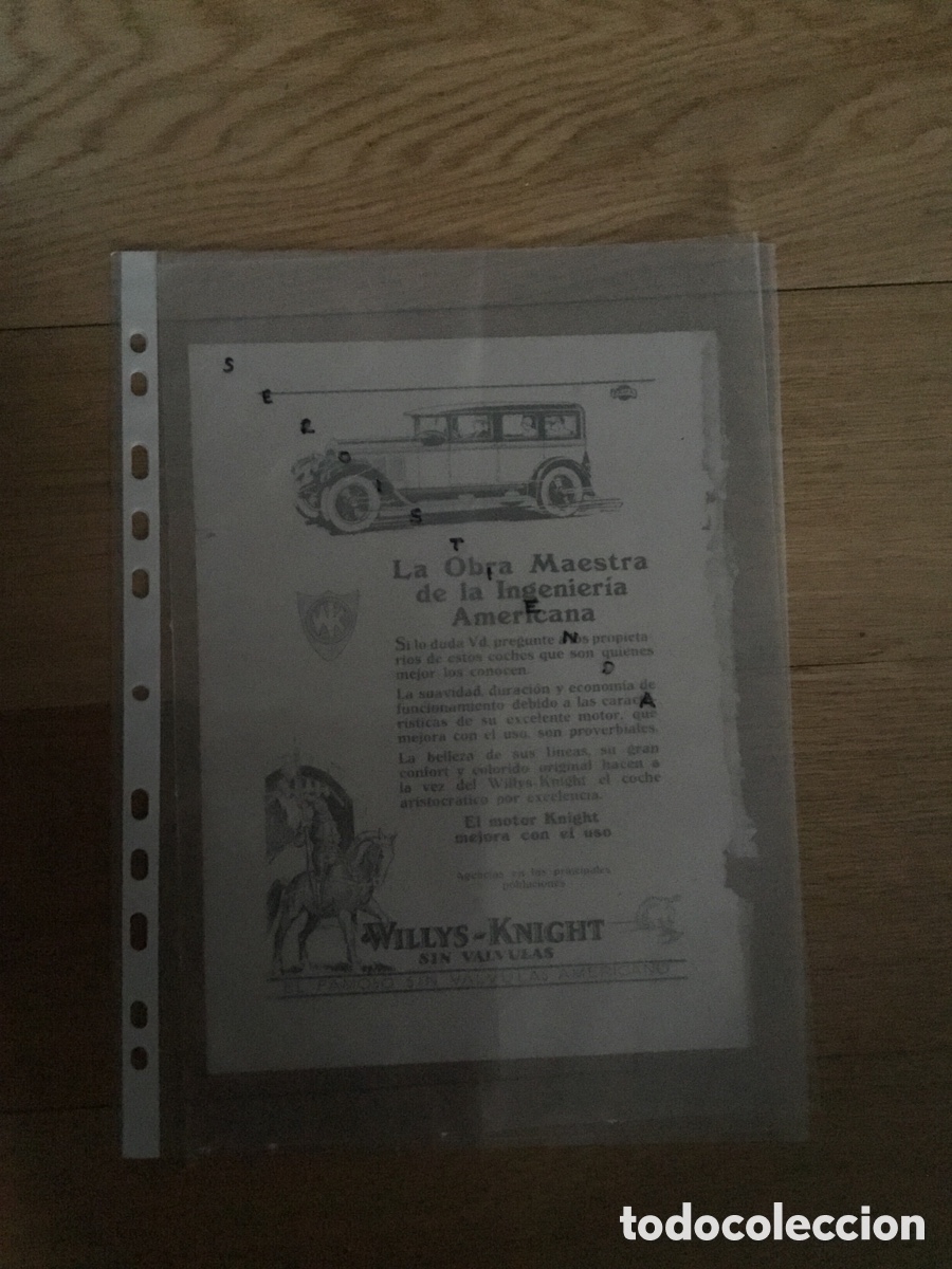 Coches y Motocicletas: - AUTOMOVILISMO - COCHES ANTIGUOS - Anuncio de WILLYS-KNIGHT