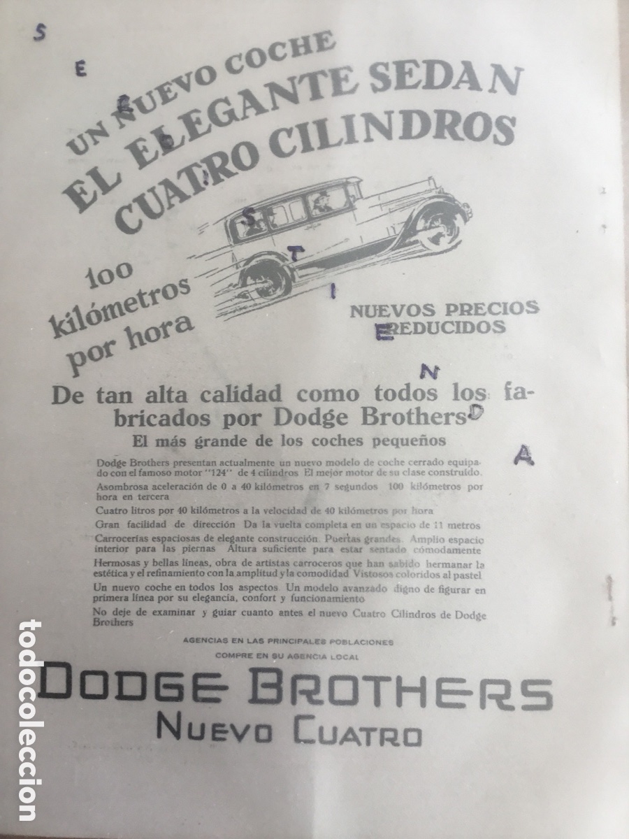 Coches y Motocicletas: - AUTOMOVILISMO - COCHES ANTIGUOS - Anuncio de DODGE BROTHERS CUATR CILINDROS