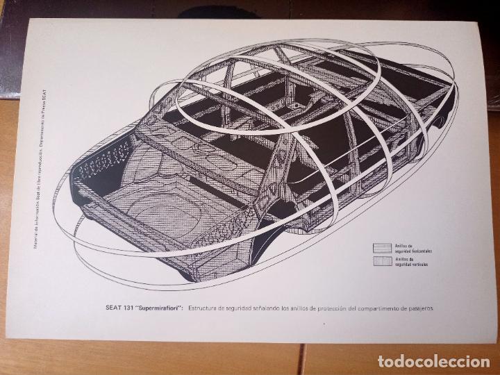 Coches y motocicletas: SEAT 131 SUPERMIRAFIORI 1975 LAMINA ILUSTRADA LANZAMIENTO 31,5 X 22,3 CM ESTRUCTURA SEGURIDAD