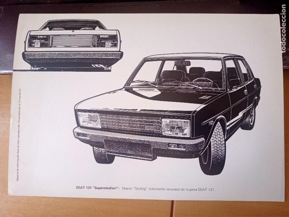 Coches y motocicletas: SEAT 131 SUPERMIRAFIORI 1975 LAMINA ILUSTRADA LANZAMIENTO 31,5 X 22,3 CM STYLING RENOVADO