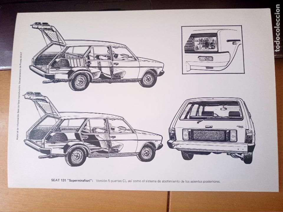 Coches y motocicletas: SEAT 131 SUPERMIRAFIORI 1975 LAMINA ILUSTRADA LANZAMIENTO 31,5 X 22,3 CM 5 PUERTAS CL