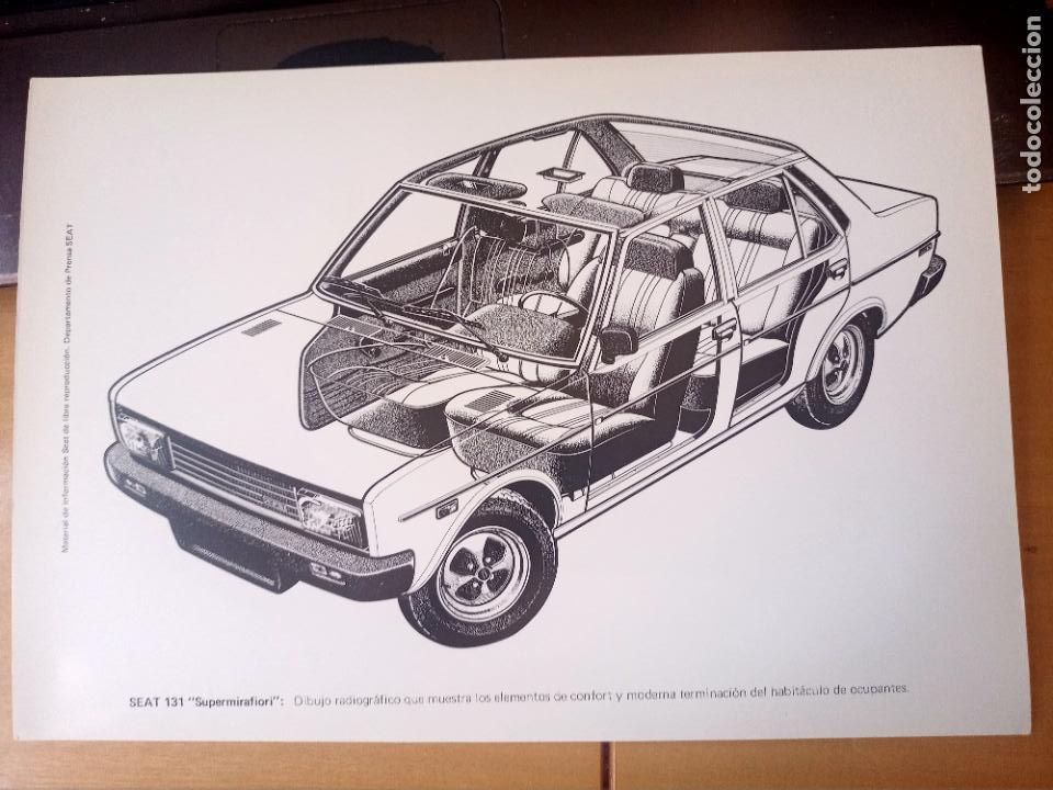 Coches y motocicletas: SEAT 131 SUPERMIRAFIORI 1975 LAMINA ILUSTRADA LANZAMIENTO 31,5 X 22,3 CM COMFORT