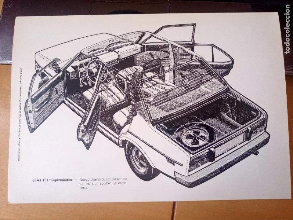 Coches y motocicletas: SEAT 131 SUPERMIRAFIORI 1975 LAMINA ILUSTRADA LANZAMIENTO 31,5 X 22,3 CM CARROCERIA