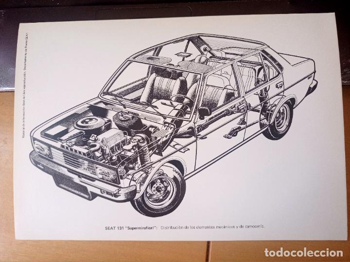 Coches y motocicletas: SEAT 131 SUPERMIRAFIORI 1975 LAMINA ILUSTRADA LANZAMIENTO 31,5 X 22,3 CM CARROCERIA MECANICA