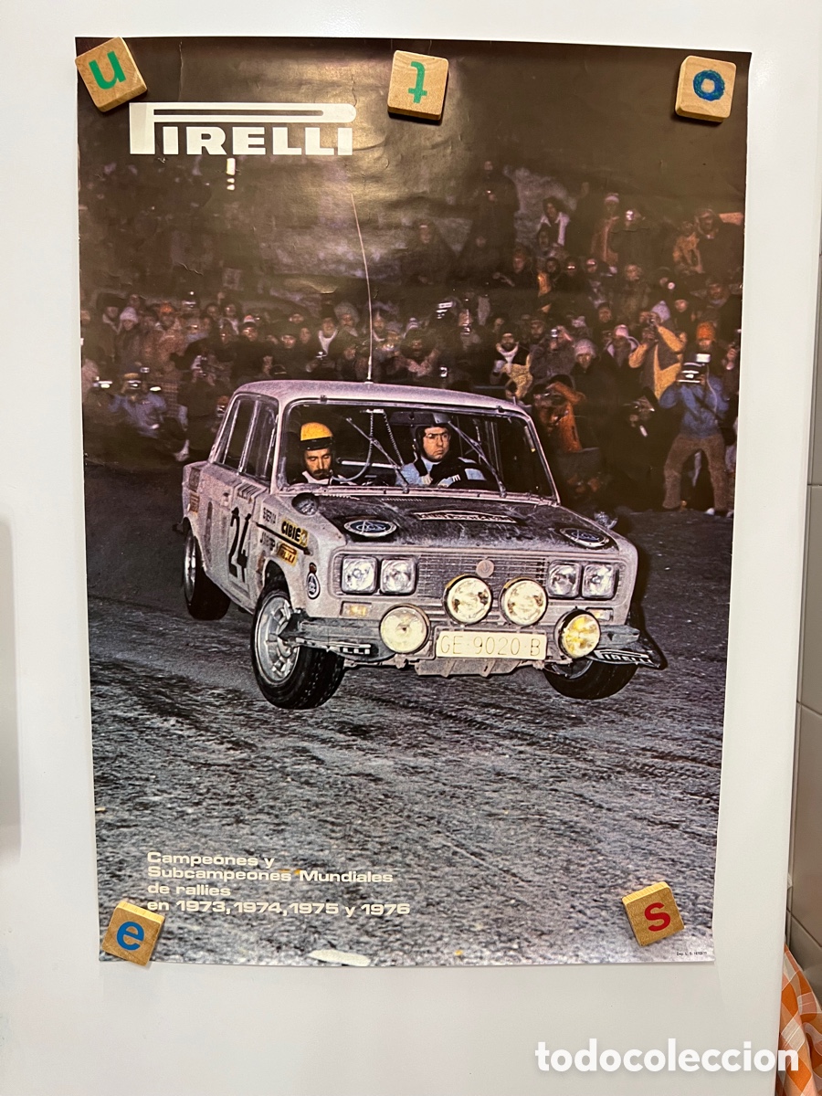 Autos und Motorr&auml;der: PIRELLI POSTER A&Ntilde;OS 70 CAMPEONES MUNDIALES RALLIES ANTIGUO RALLYE AUTOMOVILISMO COCHES VINTAGE
