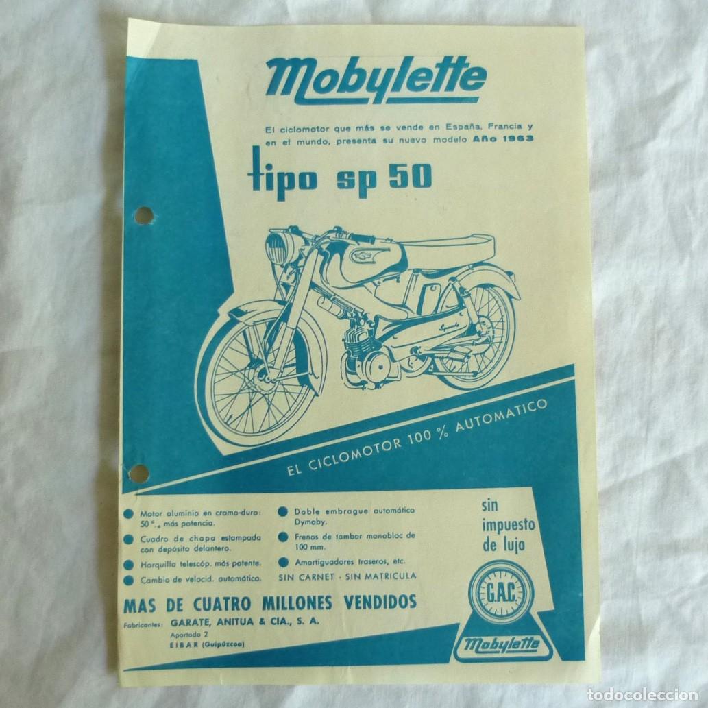 Autos und Motorr&auml;der: Hoja folleto de publicidad Mobylette tipo SP 50