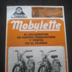 Coches y Motocicletas: FOLLETO CATALOGO MOTO MOBYLETTE. AÑO 1974
