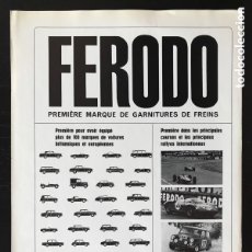 Coches y Motocicletas: PÁGINA ANUNCIO PUBLICIDAD REVISTA FRANCESA FRENOS FERODO AÑOS 60