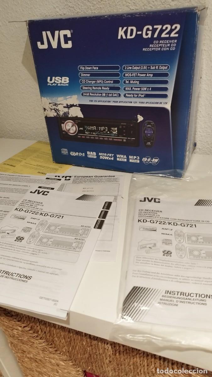 Automobili e Motociclette: Manual de Instrucciones de Radio CD de Coche.JVC KD-G722 y su caja original,sin el radio CD.