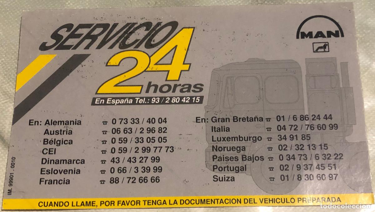Automobili e Motociclette: Pegatina para camiones MAN. Asistencia en viajes internacionales. A&ntilde;os 90. Sin pegar.