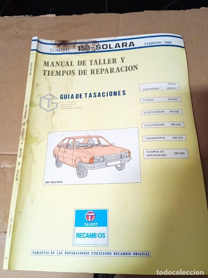 Carros e motociclos: MANUAL DE TALLER Y RECAMBIOS ORIGINALES / TALBOT SOLARA