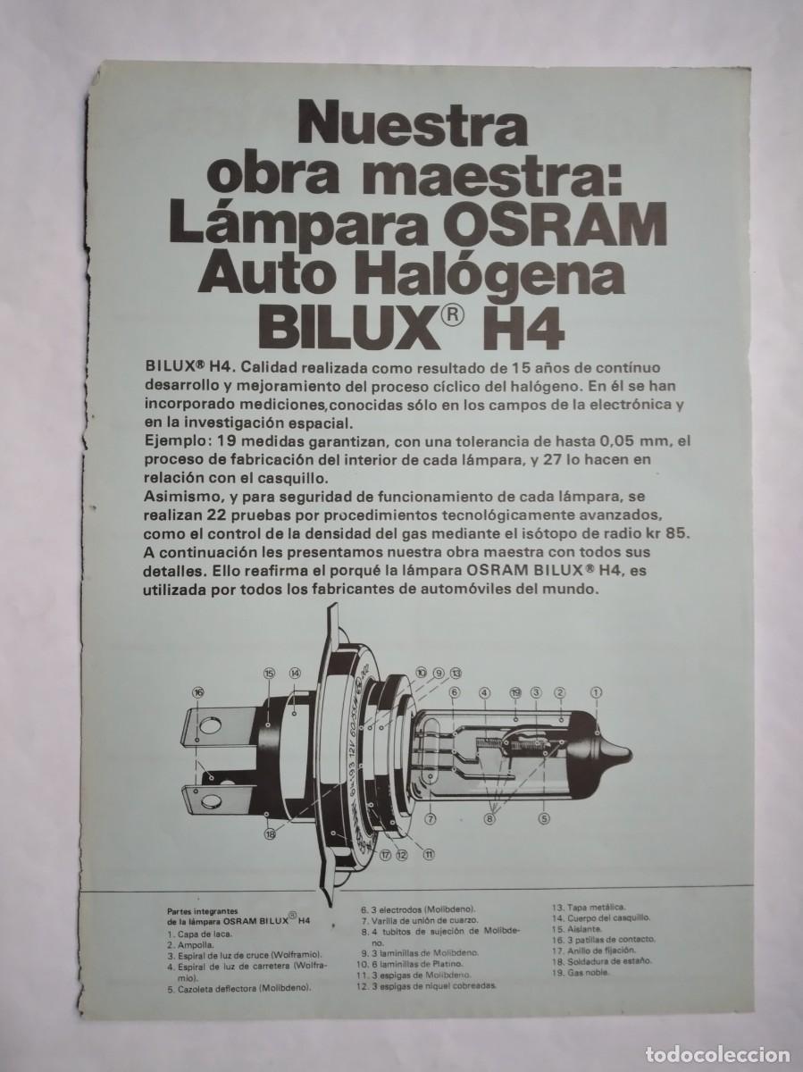 Voitures et Motocyclettes: FOLLETO L&Aacute;MPARA OSRAM AUTO HAL&Oacute;GENA BILUX H 4 1983