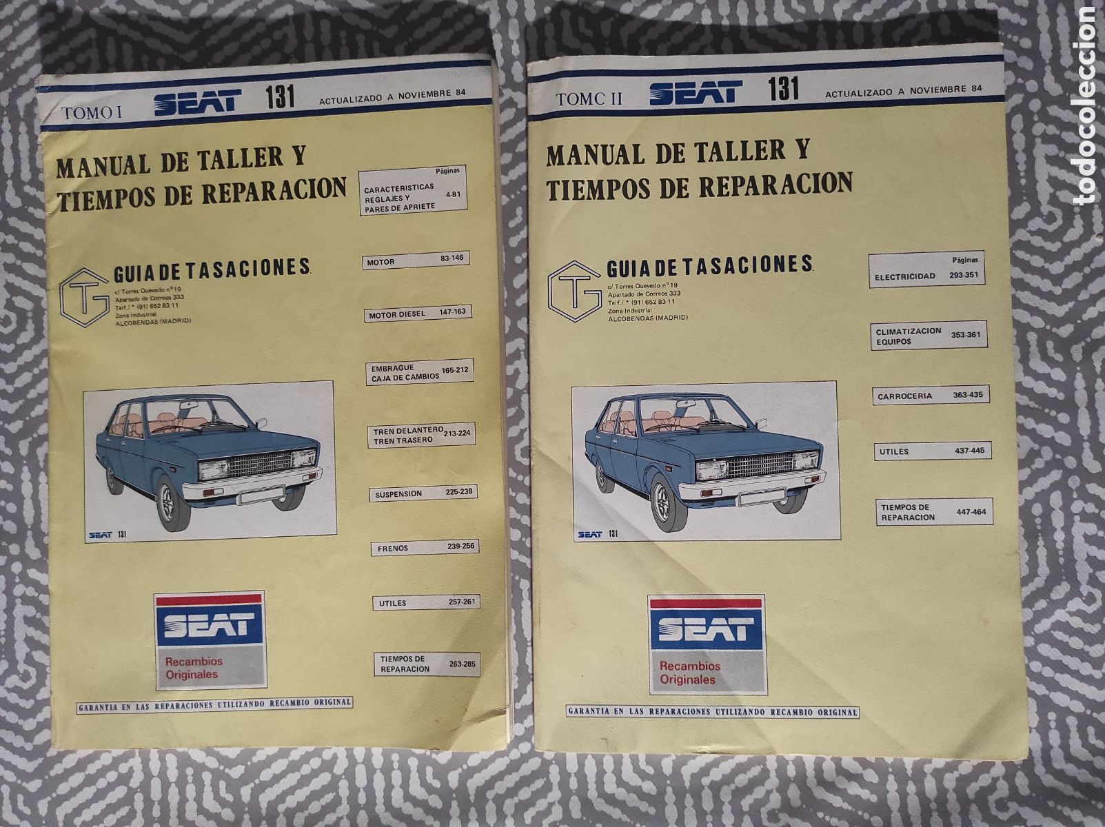 Coches y motocicletas: MANUAL DE TALLER Y TIEMPOS DE REPARACI&Oacute;N SEAT 131 TOMO I - II a&ntilde;o 85
