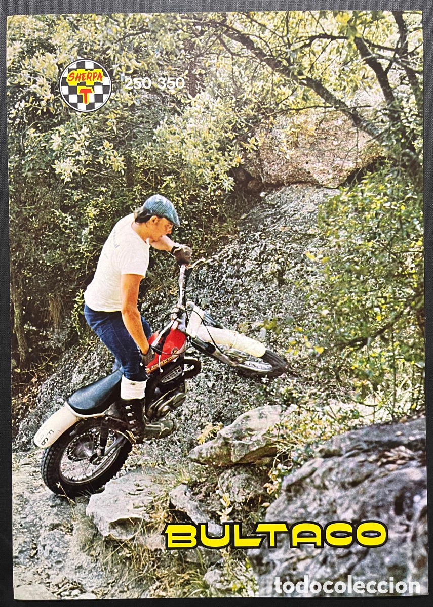 Coches y motocicletas: BULTACO SHERPA T-75. CAT&Aacute;LOGO Y P&Oacute;STER PUBLICITARIO ORIGINAL. A&Ntilde;OS 70. DIF&Iacute;CIL. COMO NUEVO