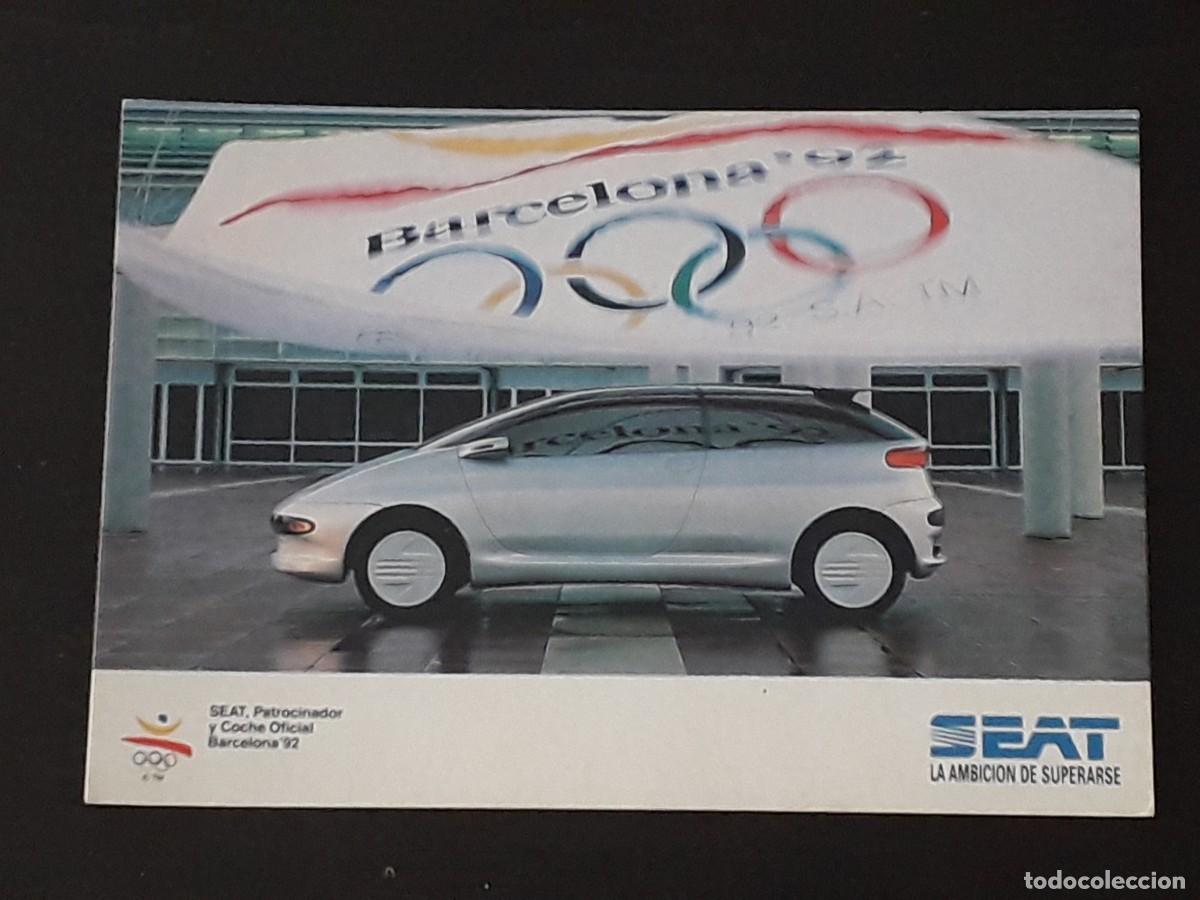 Coches y motocicletas: SEAT LA AMBICION DE SUPERARSE - PATROCINADOR Y COCHE OFICIAL BARCELONA &acute;92 OLIMPICO - TARJETA POSTAL