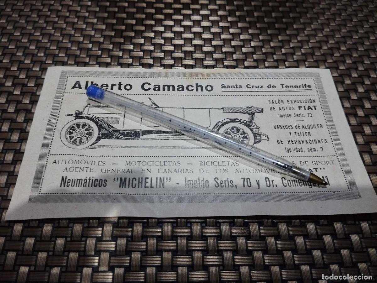 Coches y Motocicletas: ALBERTO CAMACHO S. C. TENERIFE SALON EXPOSICION AUTOS FIAT NEUMATICOS MICHELIN ANUNCIO A&Ntilde;O 1922