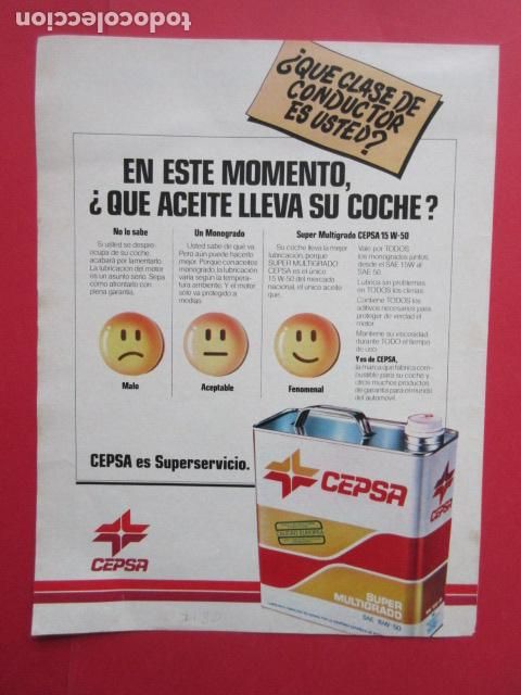 Voitures et Motocyclettes: PUBLICIDAD 1980 - REF: TRI_01_MOTOR - LEER INTERIOR - CEPSA ACEITE SUPER MULTIGRADO SAE 15 W 50