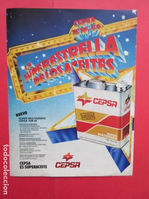 Voitures et Motocyclettes: PUBLICIDAD 1979 - REF: TRI_01_MOTOR - LEER INTERIOR - CEPSA ACEITE SUPER MULTIGRADO SAE 15 W 50