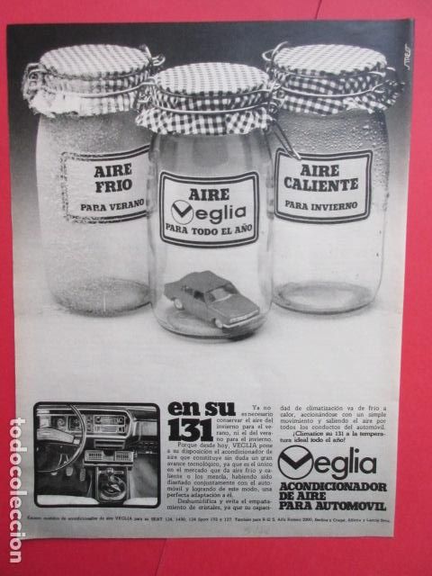 Coches y motocicletas: PUBLICIDAD 1976 - REF: TRI_01_MOTOR - LEER INTERIOR - OEGLIA AIRE ACONDICIONADO PARA SEAT 131