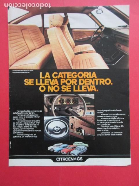 Coches y Motocicletas: PUBLICIDAD 1977 - REF: TRI_01_MOTOR - LEER INTERIOR - CITROEN GS