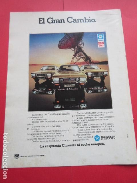 Autos und Motorr&auml;der: PUBLICIDAD 1976 - REF: TRI_01_MOTOR - LEER INTERIOR - CHYSLER 180 2 LITROS Y DIESEL SIMCA DODGE