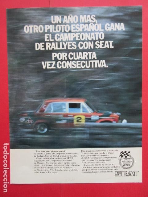 Coches y motocicletas: PUBLICIDAD 1976 - REF: TRI_01_MOTOR - LEER INTERIOR - SEAT CAMPEON RALLYES