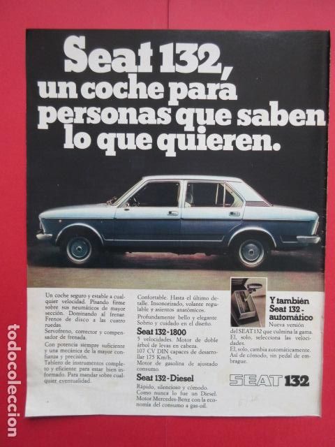 Coches y motocicletas: PUBLICIDAD 1976 - REF: TRI_01_MOTOR - LEER INTERIOR - SEAT 132 1800 DIESEL MOTOR MERCEDES BENZ