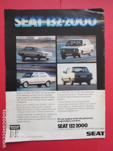 Coches y motocicletas: PUBLICIDAD 1979 - REF: TRI_01_MOTOR - LEER INTERIOR - SEAT 132 2000