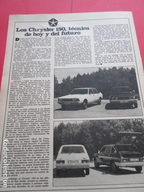 Coches y Motocicletas: ARTICULO 1977 - REF: TRI_03_ARTICULO -LEEINT1PAG- LOS CHRYSLER 150