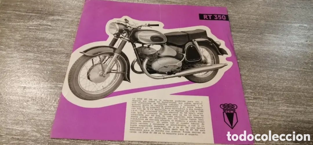 Carros e motociclos: DKV RT 350 Moto Folleto a&ntilde;os 50