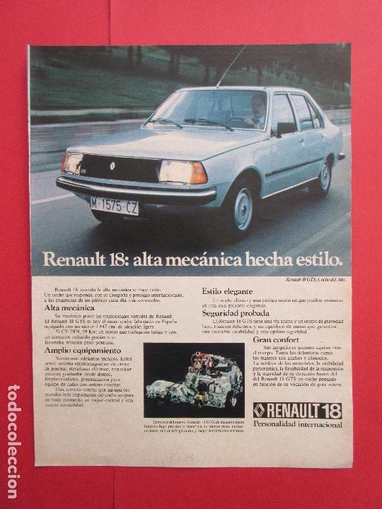 Coches y Motocicletas: PUBLICIDAD 1979 - RENAULT 18 GTS COCHE DEL A&Ntilde;O