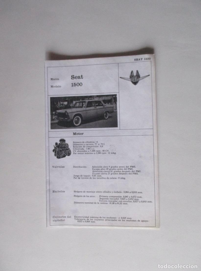 Carros e motociclos: SEAT MODELO 1500 - FICHAS ENCICLOPEDIA CEAC MOTOR Y AUTOMOVIL