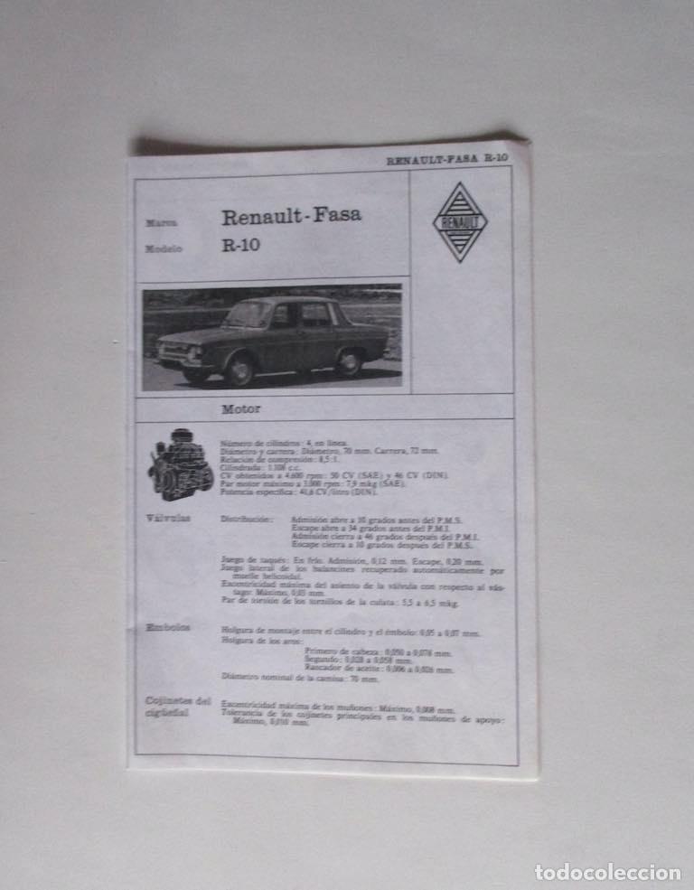 Carros e motociclos: REANAULT MODELO R-10 - FICHAS ENCICLOPEDIA CEAC MOTOR Y AUTOMOVIL