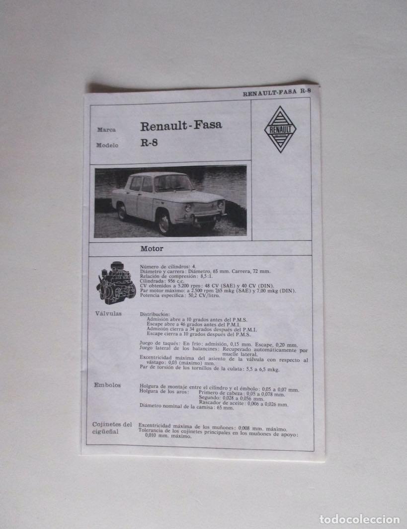 Carros e motociclos: REANAULT MODELO R-8 - FICHAS ENCICLOPEDIA CEAC MOTOR Y AUTOMOVIL