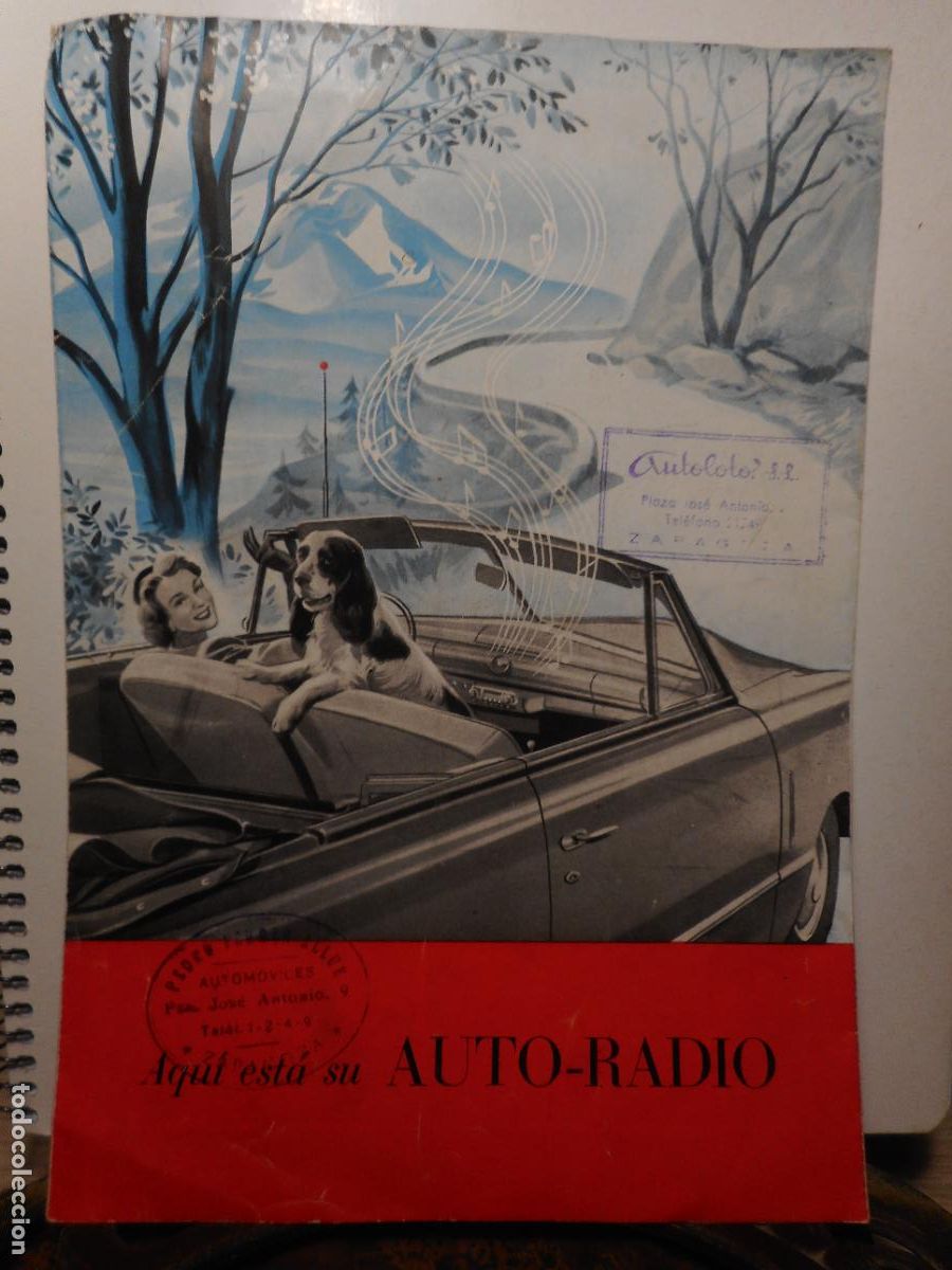 Coches y motocicletas: ANTIGUO DIPTICO AUTO-RADIO PHILLIPS NX-524 V 1953? PEDRO FERRER ALLUE AUTOMOVILES ZARAGOZA