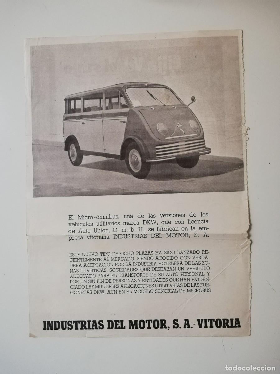 Automobili e Motociclette: PROPAGANDA FURGONETA MICRO-OMNIBUS DE DKW INDUSTRIAS DEL MOTOR - CONTRAPORTADA DE REVISTA GRAN VIA