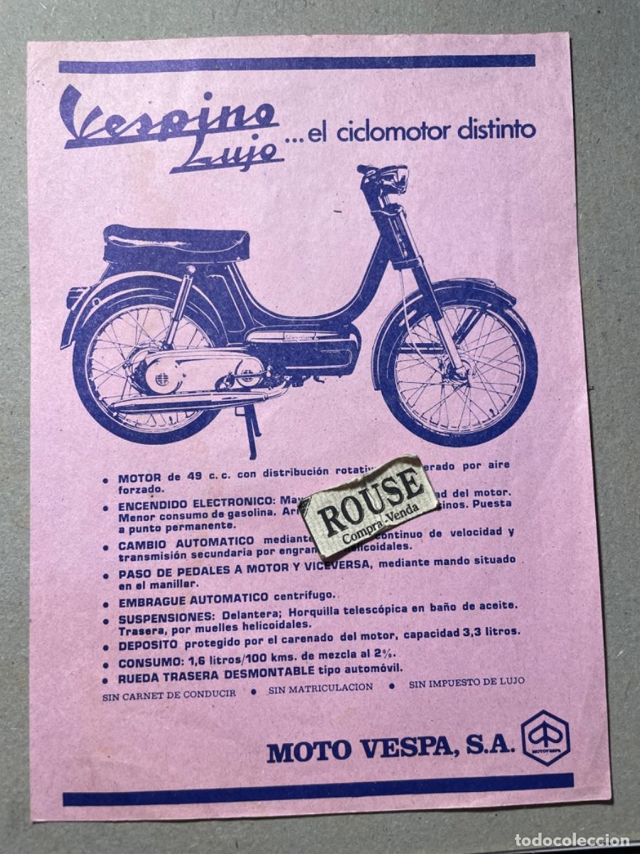 Coches y Motocicletas: MOTOS - ANTIGUO CATALOGO 1 HOJA 1971 VESPINO LUJO ... EL CICLOMOTOR DISTINTO - MOTO VESPA S.A. 21,5X