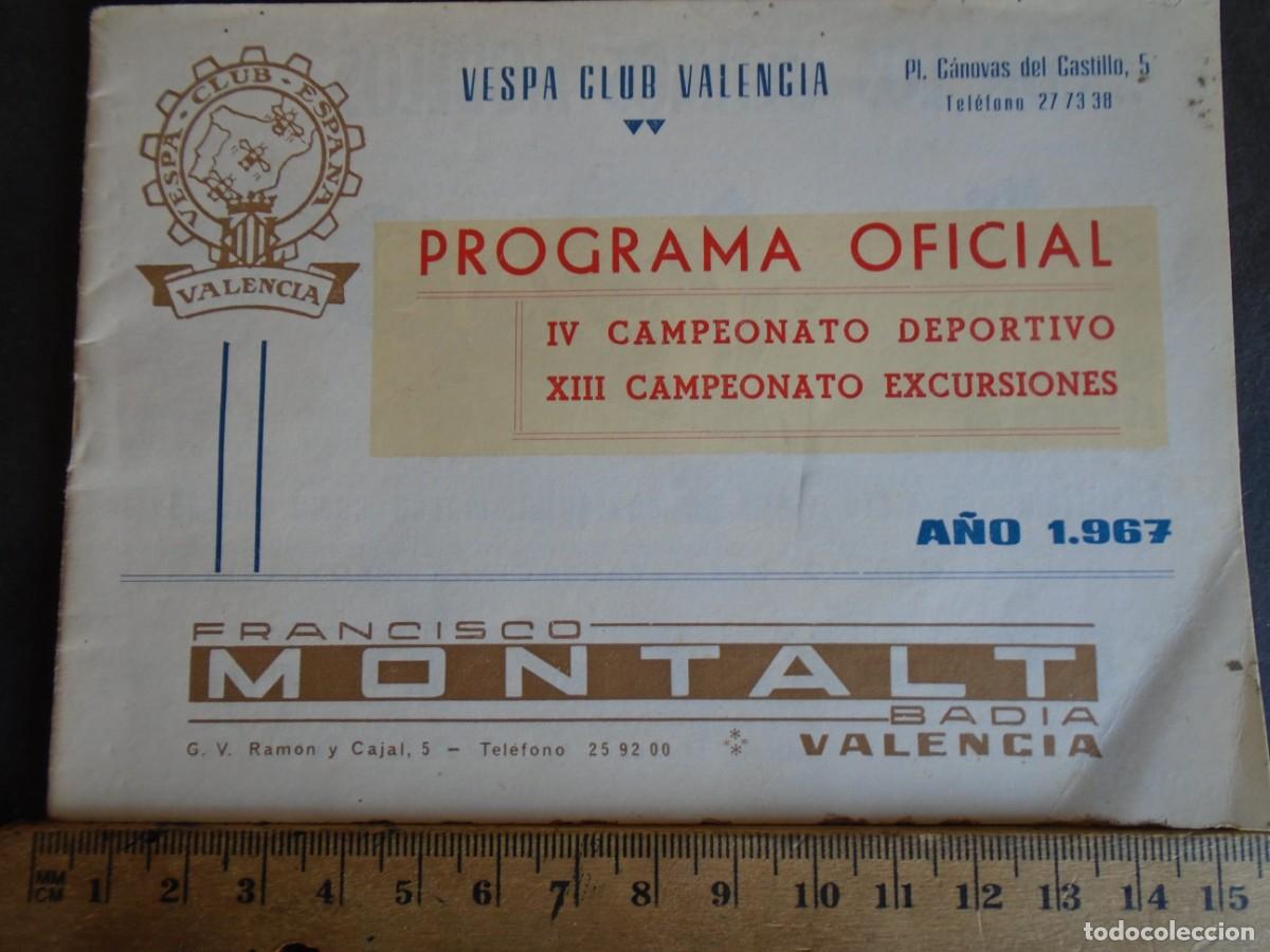 Coches y Motocicletas: (CAT-240602)PROGRAMA OFICIAL MOTO VESPA CLUB VALENCIA A&Ntilde;O 1967 - IV CAMPEONATO DEPORTIVO XIII EXC.