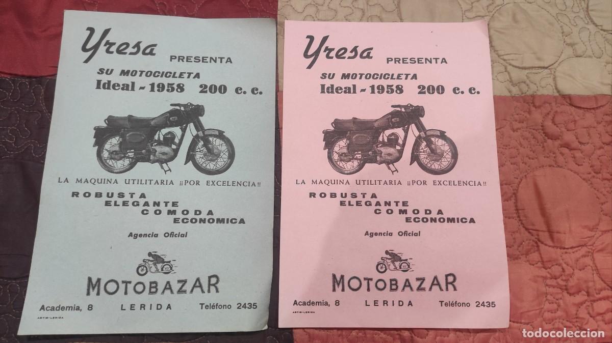 Cars and Motorcycles: 2 Folletos publicitario motocicleta yresa 1958 200 c.c.