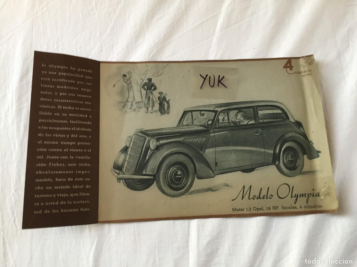 Automobili e Motociclette: CATALOGO ORIGINAL PUBLICITARIO DIPTICO DEL MODELO OPEL OLYMPIA - 1935