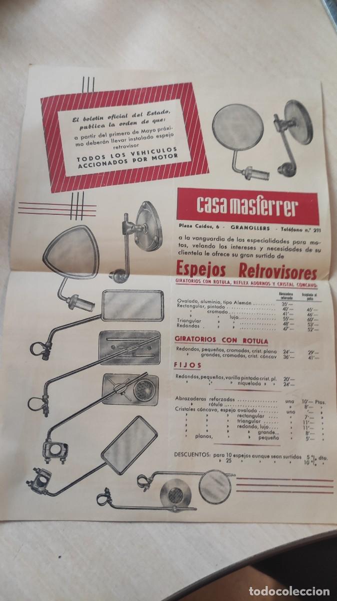 Voitures et Motocyclettes: Folleto publicitario espejos retrovisores casa masferrer. Para moto. Original