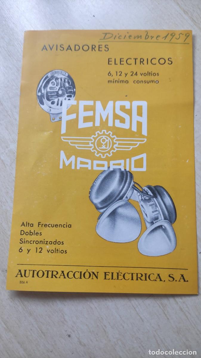 Carros e motociclos: Folleto publicitario avisadores el&eacute;ctricos FEMSA. Madrid