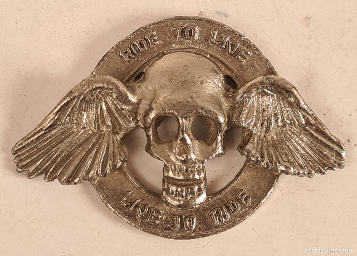 Automobili e Motociclette: Insignia Motera Calavera con Alas Ride to Live Live to Ride - Motorista Motocicleta Motociclismo