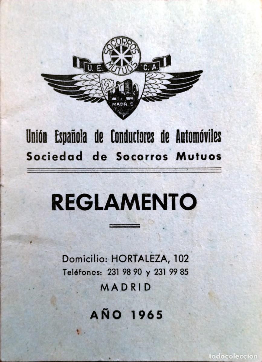 Autos und Motorr&auml;der: REGLAMENTO UNI&Oacute;N ESPA&Ntilde;OLA DE CONDUCTORES DE AUTOM&Oacute;VILES, SOCIEDAD DE SOCORROS MUTUOS, 1965