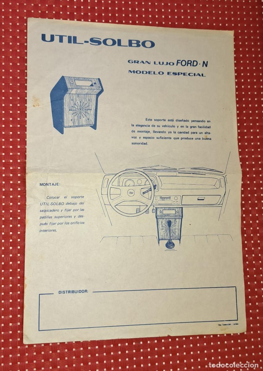 Automobili e Motociclette: FORD FIESTA N - FOLLETO MUEBLE PORTA CASSETTE - UTIL-SOLBO - A&Ntilde;OS 70
