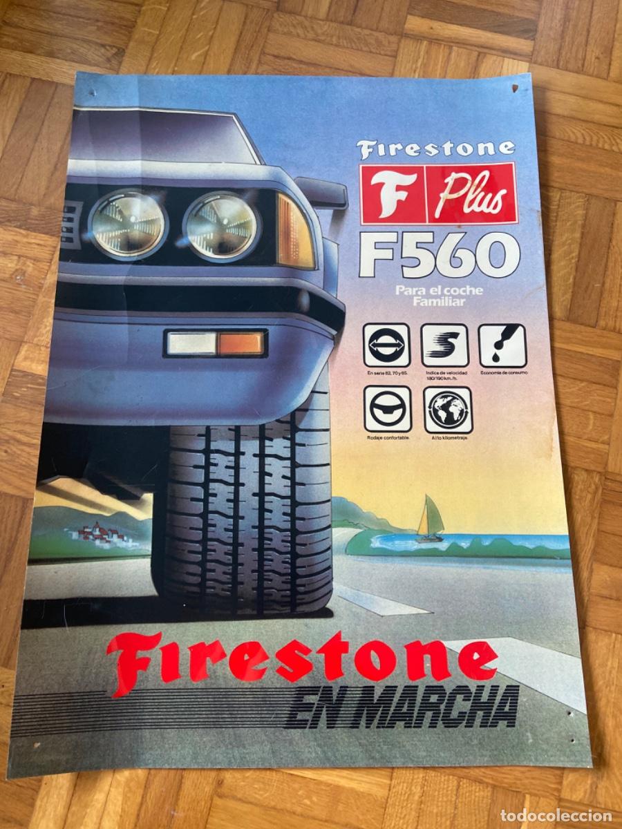 Coches y Motocicletas: Antiguo cartel de pvc Firestone en marcha